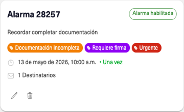Alertas y recordatorios en Griffex